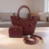 Chrisbella Wine Red Handbag with Crossbody Strap & Wallet