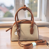 Chrisbella Stylish Off-White Handbag with Brown Handle & Adjustable Crossbody Strap