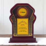 Customizable Golden Wooden Award Trophy for Employee Recognition-Medium SK-2238