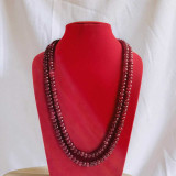 Elegant Two-Strand Faceted Ruby Beaded Necklace – Maroon Ruby Mala Pote-94