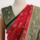 Elegant Two-Tone Red & Green Bangalori Silk Saree