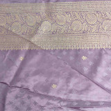 Lavender Satin Silk Saree with Golden Border & Blouse Piece SR-1396