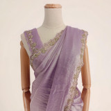 Purple Fendi Silk Fabric Saree with Boutique Work