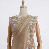 Handwork Beige Zomato Silk Saree with Sequin Floral Embroidery SR-1408