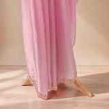 Pink Fendi Silk Saree with Boutique Sequin Floral Design