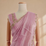 Pink Fendi Silk Saree with Boutique Sequin Floral Design