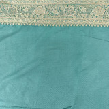 Sky Blue Satin Silk Saree with Intricate Zari Design