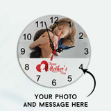 Personalized Round Glass Clock with Photo & Mother’s Day Message DKG-222