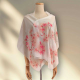 White Color Floral Printed Chiffon Shawl SWL-3247