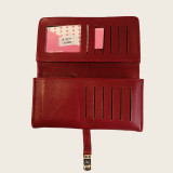 Fashionable Dark Red Bi-Fold Hand Purse For Ladies