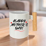 Happy Mother's Day Printed Ceramic Mug With Wood Handle PG1139