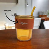 Personalized Glass Sipper with Straw & Lid – Custom Name Printed DKG-285