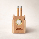 Personalized Wooden Watch with 2 Pen Holder Stand PG1138