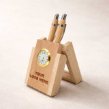 Personalized Wooden Watch with 2 Pen Holder Stand PG1138