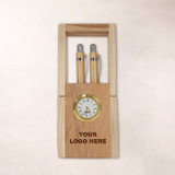 Personalized Wooden Watch with 2 Pen Holder Stand PG1138