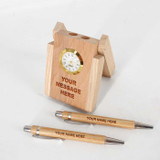 Stylish Wooden Folding Watch & Pen Holder with Custom Message DKG-329