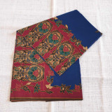 Traditional Red Cotton Lungi with Multicolor Floral Patterns (Unstitched) LG-04