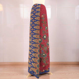Traditional Red Cotton Lungi with Multicolor Floral Patterns (Unstitched) LG-04