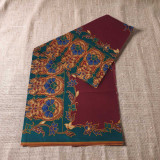 Unstitched Traditional Cotton Lungi in Maroon with Multicolor Floral Patterns LG-03