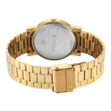 Titan Karishma Beige Dial Gold Stainless Steel Strap Analog with Day Date 1644ym06