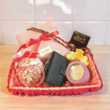 Festive Delight Gift Basket with Shawl, Wallet & Candle JNK-6855