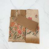 Unstitched Deep Camel Rayon Kurta Set with Elegant Floral Print & Dupatta