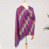 Purple Dhaka Design Woolen Handloom Shawl SWL-3250