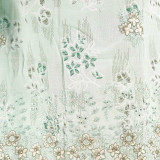 Unstitched Floral Handloom Embroidered Green Cotton Kurta Set KRT-1347