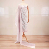 Light Pink Floral Embroidered Unstitched Kurta Set with Shawl & Suruwal KRT-1350