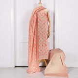 Unstiched Soft Peach Pink Multi-Pattern Cotton Kurta Set with Pote & Jari Work KRT-1360