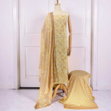 Light Yellow Unstitched Kurta Set with Thread, Potte & Sitara Work KRT-1367