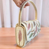 White Handbag with Pote Design & Multicolor Leaf Embroidery BG-1576