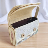 White Handbag with Pote Design & Multicolor Leaf Embroidery BG-1576