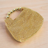 Elegant White Crystal Bead Handbag with Detachable Chain Strap BG-1571