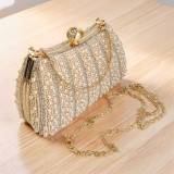 Light Peach Pearl With Rhinestone Clutch Bag BG-1582