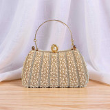 Light Peach Pearl With Rhinestone Clutch Bag BG-1582