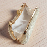 White Pearl-Embellished Clutch with Shimmering Rhinestones BG-1579