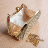 Peach Pearl & Rhinestone Embroidered Party Handbag