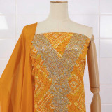Orange Cotton Unstitched Kurta Set with Rajasthani Bandhani Print KRT-1344