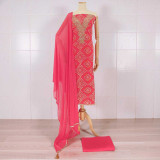 Raspberry Pink Cotton Unstitched Kurta Set with Rajasthani Bandhani Print KRT-1346