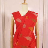 Traditional Red Dhaka Printed Saree with Unstitched Blouse Piece SR-1427