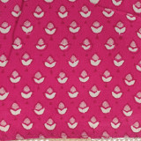 Rani Pink Cotton Unstitched Kurta Set with Floral Print & Pote Work