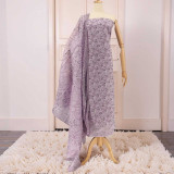 Light Lavender Unstitched Cotton Kurta Set with Floral Print & Pote Embroidery KRT-1309