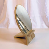 Personalized Wooden Round Table Mirror with Stand & Engraved Name MR-36