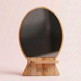 Personalized Wooden Table Mirror with Stand & Engraved Name (Front & Back)