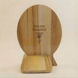 Personalized Wooden Table Mirror with Stand & Engraved Name (Front & Back)