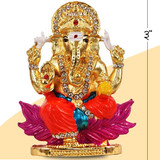 Metal Ganesh Ji Sitting On Lotus (SP-6374)