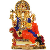 Metal Ganesh Ji With A Small Mouse Statue