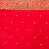 Red Dola Silk Saree with Floral Golden Thread Embroidery SR-1315