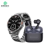 Green Combo Orbit Pro Luxury Smart Watch & Leaf-161 True ENC Wireless Gaming Earbuds GLE-CB-3
